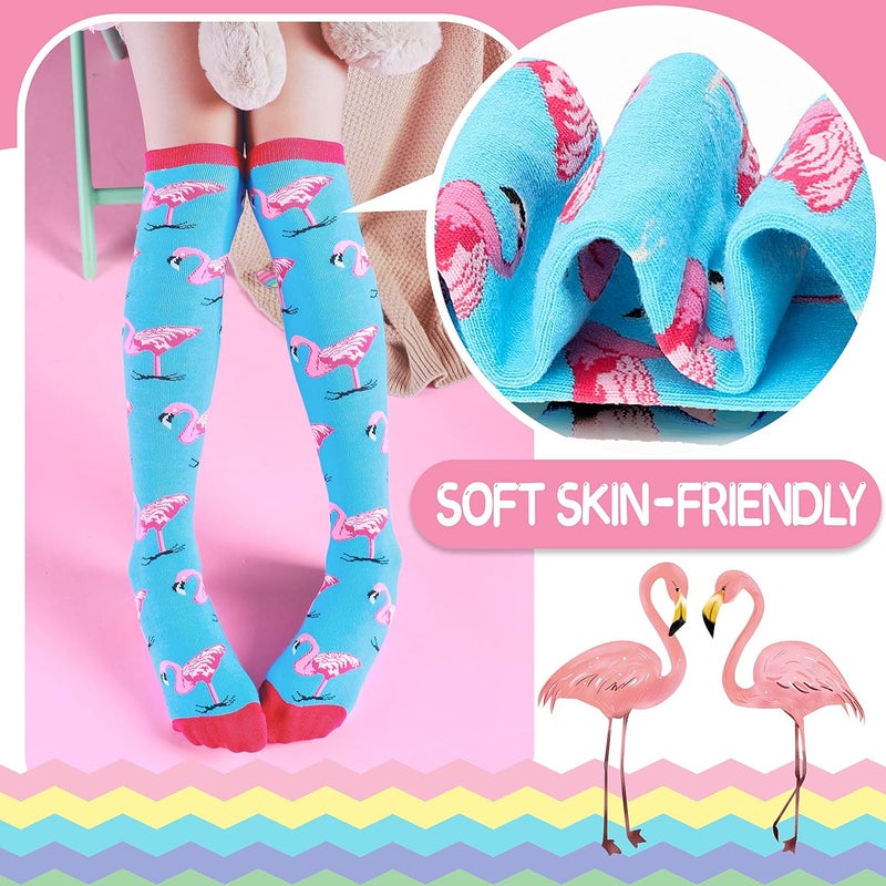 ANTSANG Kids Girls Knee High Socks Long Boot Crazy Silly Fun Gift Cute Tall Animal Socks for Child 6 Pairs - Image 3